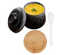250ml Ceramic Steaming Pot, Small Leakproof Soup and Noodle Bowl, Heat Resistant Ceramic Custard Maker, Multifunctional Kitchen Pot for Steaming Eggs Vegetables Desserts and Bird’s Nest Recipes