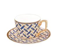 250ml English Vintage Pattern Ceramic Coffee Cup Saucer Set European Porcelain Tea Mugs Home Afternoon Flower(Color 21)