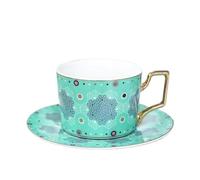 250ml English Vintage Pattern Ceramic Coffee Cup Saucer Set European Porcelain Tea Mugs Home Afternoon Flower(Color 15)