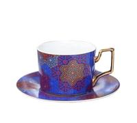 250ml English Vintage Pattern Ceramic Coffee Cup Saucer Set European Porcelain Tea Mugs Home Afternoon Flower(Color 16)