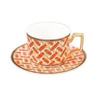 250ml English Vintage Pattern Ceramic Coffee Cup Saucer Set European Porcelain Tea Mugs Home Afternoon Flower(Color 22)