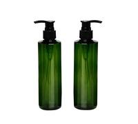 250ML rellenable Bomba de vacío verde botellas tarros con bomba Tops para maquillaje cosméticos baño ducha de tocador líquido contenedores a prueba de fugas portátil accesorios de viaje Pack de 2