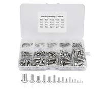 250PCS M2 M2.5 M3 M4 M5 M6 M8 M10 Juego de tornillos de máquina Tornillos de tornillo hexagonal para computadora portátil Teclado Teléfono Reparación de PC Kit de sujetadores de