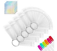 250pcs muestrario uñas mesa manicura de Uñas Postizas para Pintar, Practicas Arte, Tips Expositor de Esmalte Color Transparente con Anillo