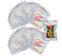 250piezas Bolsas de Mylar Holográficas, 10 x15cm Bolsas Ziplock a Prueba de Olores, Bolsas Pequeñas de Plástico Resellables para Dulces, Bolsas de Embalaje Sellables para Almacenaje de Comida