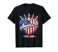 250th Anniversary 250 Years America USA Flag Heart Jets Camiseta