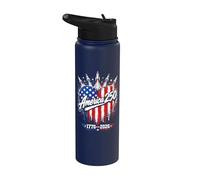 250th Anniversary 250 Years America USA Flag Heart Jets Stainless Steel Insulated Water Bottle