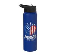 250th Anniversary 250 Years America USA Flag Heart Jets Stainless Steel Insulated Water Bottle