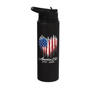 250th Anniversary 250 Years America USA Flag Heart Jets Stainless Steel Insulated Water Bottle