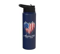 250th Anniversary 250 Years America USA Flag Heart Jets Stainless Steel Insulated Water Bottle