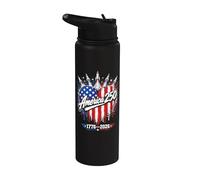 250th Anniversary 250 Years America USA Flag Heart Jets Stainless Steel Insulated Water Bottle
