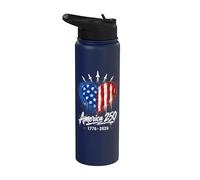 250th Anniversary 250 Years America USA Flag Heart Jets Stainless Steel Insulated Water Bottle
