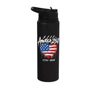 250th Anniversary 250 Years America USA Flag Heart Jets Stainless Steel Insulated Water Bottle
