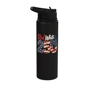 250th Anniversary 250 Years America USA Flag Red & white Stainless Steel Insulated Water Bottle