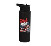 250th Anniversary 250 Years America USA Flag Red & white Stainless Steel Insulated Water Bottle