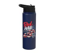 250th Anniversary 250 Years America USA Flag Red & white Stainless Steel Insulated Water Bottle