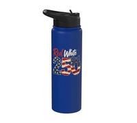 250th Anniversary 250 Years America USA Flag Red & white Stainless Steel Insulated Water Bottle