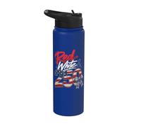 250th Anniversary 250 Years America USA Flag Red & white Stainless Steel Insulated Water Bottle