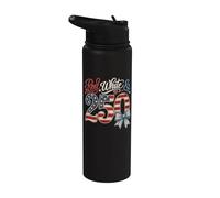 250th Anniversary 250 Years America USA Flag Red & white Stainless Steel Insulated Water Bottle