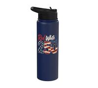 250th Anniversary 250 Years America USA Flag Red & white Stainless Steel Insulated Water Bottle
