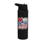 250th Anniversary 250 Years America USA Flag Red & white Stainless Steel Insulated Water Bottle