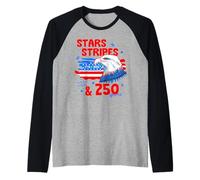 250th Anniversary Stars Stripes 250 Years American 4th July Camiseta Manga Raglan