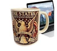 250th Ceramic Coffee Cup - Multi Drink Mug for Hot Cold Drinks | Ceramic Material, 400ml Capacity, Stable Flat Bottom, Souvenir Style, Ideal for Tea Milk Juice, Home Office Dorm Apartment, Dad