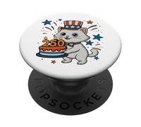 250th Years Cat 1776-2026 4th of July Party PopSockets PopGrip Adhesivo