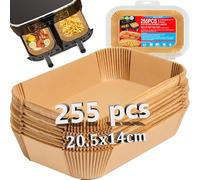 255 Piezas Papel Freidora Aire, 20,5x14cm Accesorios Air Fryer Rectángulo, Papel de Horno Accesorios Compatible con Cecotec Ninja Cookwise Dual Double Stack Airfryer