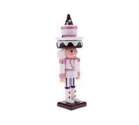 25cm Wooden Cake Nutcracker Figurine Puppet Christmas Ornaments Decor White