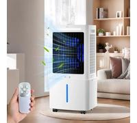25L Ventilador de Enfriamiento Evaporativo con Mando a Distancia, 2 Bloques Hielo, Alto Flujo para Hogar