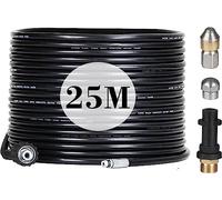 25M Kit de Manguera para Limpiar Tuberías Compatible con Limpiadores de alta Presión Kärcher K2 K3 K4 K5 K6 K7, 180Bar Manguera Desatascadora con Boquillas Rígidas y Giratorias