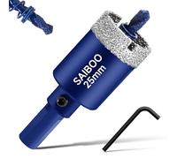 25mm Sierra Perforadora de Diamante con Broca Piloto, Cristal Broca Sierra Perforación de Punta de Diamante para Vidrio Cerámica Mármol Porcelana Azulejos Piedra Caliza