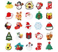 25PCS Adornos de Zapatos con Tema Navidad, Papa Noel Alce Muñeco Nieve Encantos de Zapatos, Xmas CLOG Charms PVC Decoración de Zapatos para Clog Sandalias, Regalo para Niñas Niños Mujeres Hombres