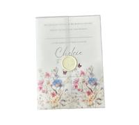 25Pcs beautiful wild flowers and butterfly Vellum Jacket Wrap suitable for a 5 x 7 Wedding Invitation para Ofituria(Color1)
