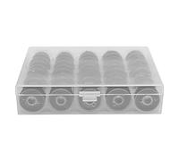 25pcs Bobbin with Thread Winding Wire Transparent Bobbins for Embroidery and Sewing Machines Clear Plastic Storage Box Household Sewing Tools (Transparent bobbin black thread)