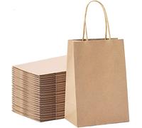 25pcs Bolsa de Papel Kraft con Asas Bolsas Papel Marrón Bolsas Papel Regalo para los Comercios Regalos Embalaje Bodas Fiestas de Cumpleaños Navidad, 24x20x8cm