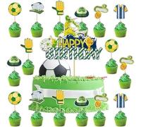 25PCS Decoracion Tarta Futbol Cake Topper Decoración,Decoraciones Deportivas para Cupcakes para Fiestas Temáticas de Cumpleaños de Fútbol para Niños Cumpleaños y Fiestas
