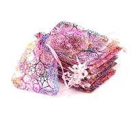 25pcs / lot 50pcs / lot Bolsa de regalo Empaque de joyería Organza Bolsa con cordón Multi-tamaño Colorido Árboles Impresión Fiesta Boda Bolsa de dulces-3 pink-7x9cm-25pcs