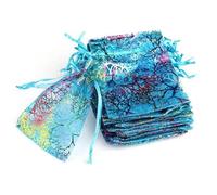 25pcs / lot 50pcs / lot Bolsa de regalo Empaque de joyería Organza Bolsa con cordón Multi-tamaño Colorido Árboles Impresión Fiesta Boda Bolsa de dulces-2 blue-7x9cm-25pcs