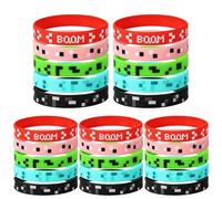 25uds Pulseras de Silicona de Píxeles, 5 Estilos Recuerdos Fiesta con Temática Píxeles Artículos para Fiestas Cumpleaños con Temática Videojuegos Pulseras para Niños y Adultos