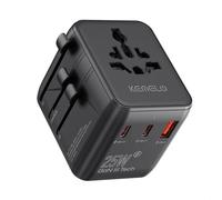 25W Adaptador Enchufe Universal Enchufe Universal Viaje con 2 USB y 1 USB C, 1 Toma Mundial y Toma US/JP Adaptador de Viaje para USA EU, UK, Irland, Austuralia, Cargador para Travel Plugs