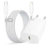 25W Cargador Carga Rapida for iPhone 14/14 Pro/14 Pro Max/14 Plus/13/12/11 Pro MAX/SE/X/XR/XS/iPad, Cargador iPhone Carga Rapida USB C Enchufe Tipo C Adaptador con Cable Lightning 3M