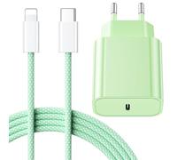 25W Cargador Carga Rapida for iPhone 14/14 Pro/14 Pro Max/14 Plus 13 12 11 SE XR X XS 8 7, USB C Carregador Enchufe Rapido Adaptador Charger Corriente con 2M Cable, Blanco,Verde Claro