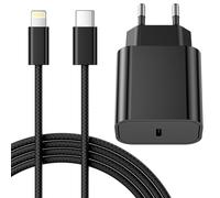 25W Cargador Carga Rapida for iPhone 14/14 Pro/14 Pro Max/14 Plus 13 12 11 SE XR X XS 8 7, USB C Carregador Enchufe Rapido Adaptador Charger Corriente con 2M Cable, Blanco, Negro