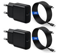 25W Cargador Carga Rapida para Samsung Galaxy S25 S24 S23 S22 S21 Plus/FE/ S20Plus, Z Fold 7/6, Z Flip 7/6, Note20, A56 A55 A54 A53 Tablet 2-pack Cargadores USB C con 2M Cable Rapido Enchufe Adaptador