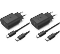 25W Cargador rápido USB Tipo C Compatible con Samsung Galaxy S25/S24/S23/S22/S21/S20, A55 5g/A54/A56/A35/A34/A33/A25/A23/A15/A16/A13/A05,M13/M14/M15/M33/M53/M55 Carga Rápida EP-TA800N (Paquete de 2)