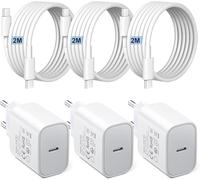 25W Cargador USB Carga Rapida Compatible con iPhone 16/15 Plus/15 Pro/Galaxy S24/S23/S22 Cargador rápido USB C de para iPhone/Galaxy Series con Cable USBC de 2M 3-Pack