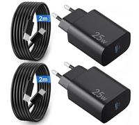 25W USB C Cargador Carga Rapida para Samsung Galaxy S25 Ultra S24 S23 S22 S21 5G FE A35 A25 A15 A55 A54 A53, Note 20 10, Tab S9 S8 A9, Fast Charger Cargador Rápido USBC con 2-Pack 2M Tipo C Cable