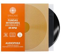 25x 7 Pulgadas Fundas Interiores para Singles de Vinilo 45 RPM | Spincare Audiophile Fundas de HDPE antiestáticas de Calidad archivística para Discos de 7”